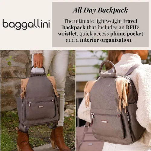 Vista 15 de Baggallini Mochila todo el día para mujer con pulsera de teléfono RFID, Negro, talla única
