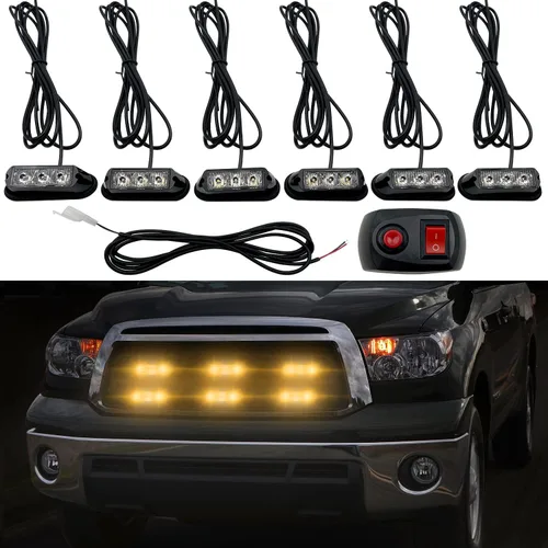 Vista 7 de (Actualización 2) Luces estroboscópicas LED para vehículos de emergencia, camiones, 12-24V, IP66, impermeable (ámbar)