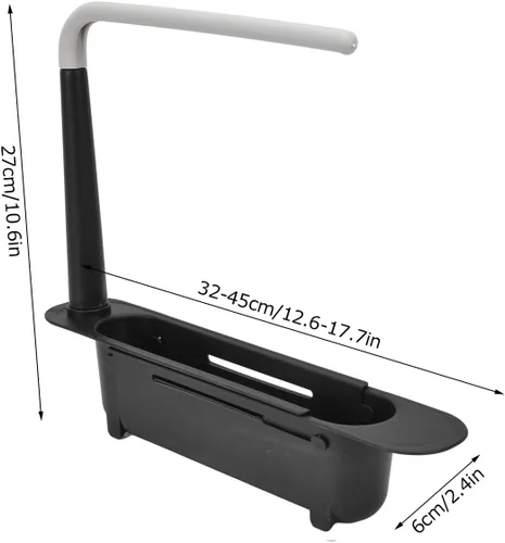 Vista 6 de Zerodis Estante telescópico de almacenamiento para fregadero, 2 en 1, cesta de drenaje expandible para fregadero debajo del fregadero, organizador