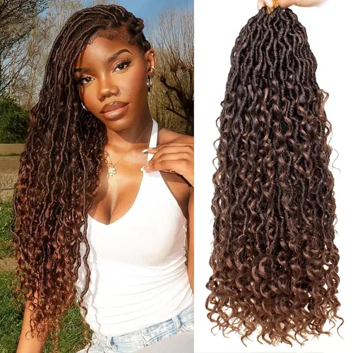 Vista 39 de Goddess Locs - 8 paquetes de cabello de ganchillo Goddess Locs de 10 pulgadas, pelo corto de imitación de ganchillo con rizos pre-enrollados