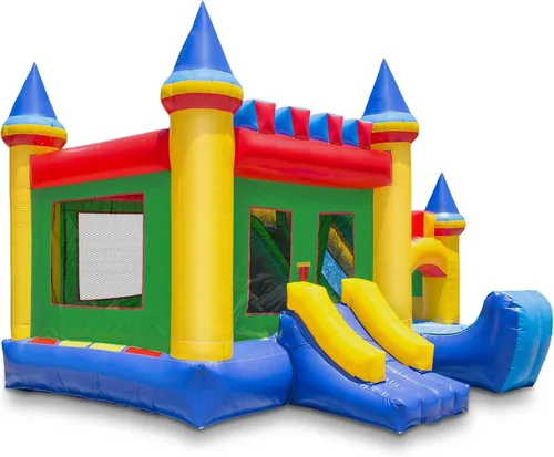 Vista 2 de Castillo inflable de grado comercial Cloud 9 con tobogán y soplador - 100% PVC, 16' x 17' de saltador inflable