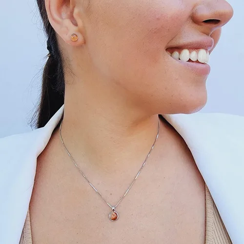 Vista 5 de Pendientes naturales de 0.236 in con chapado en oro blanco sobre plata de ley, bisel cabujón de piedras preciosas regalo de joyería para ella