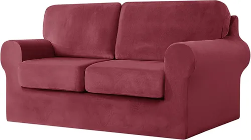 Vista 77 de UNBBRRL Fundas de sofá de 3 piezas para sofá, funda de terciopelo elástico para sillón con 1 funda de cojín de asiento y 1 funda de respaldo