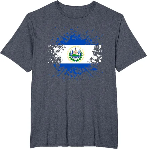 Vista 14 de Camiseta Salvador Patrimonio de la Familia Salvadoreña País Bandera de El Salvador, Negro