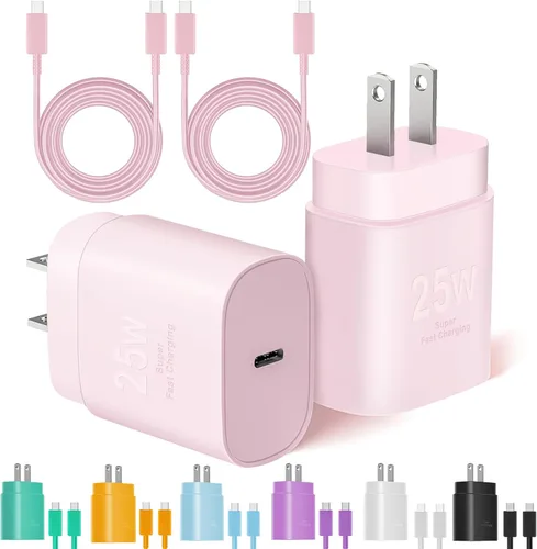 Vista 11 de Cargador tipo C de carga rápida, paquete de 2 [3.05m y 1.83m] cable USB C largo con bloque de cargador súper rápido de 25W para teléfono compatible