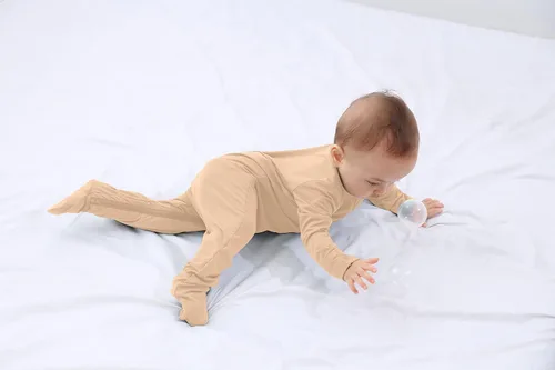 Vista 4 de Pijama con pies para bebé niño con mitones, rayón hecho de bambú, pijama de manga larga con cremallera de 2 vías