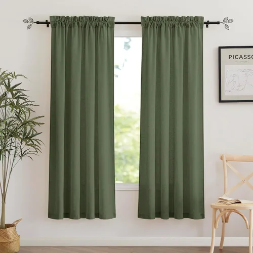Vista 119 de RYB HOME - Cortinas de lino texturizado semitranslúcidas, privacidad media, filtro de luz, decoración de ventana para dormitorio/baño/sala de estar