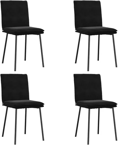 Vista 3 de Modern Black Velvet Dining Chair Set of 4, Compact Rectangular Design for Small Spaces, Sturdy Metal Frame and Plush Seating for Dining Room Kitchen