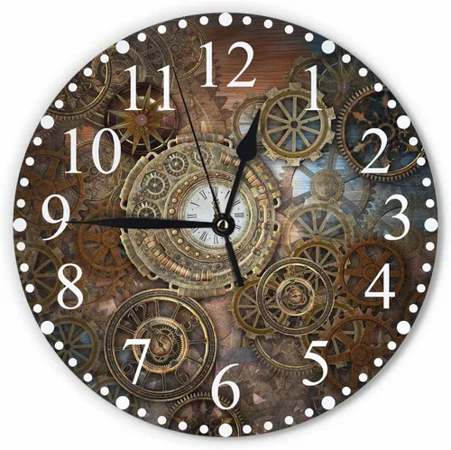 Vista 10 de Reloj de Pared Bohemio con Textura Paisley de 10 Pulgadas Operado por Batería Vector Color Rojo Brillante Reloj Silencioso Sin Tictac Relojes