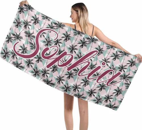 Vista 44 de MyPupSocks Toallas de playa para niñas, toallas personalizadas de teñido anudado con nombres para niños y adultos, toallas de playa personalizadas