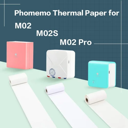 Vista 2 de Phomemo M02 Pro - Impresora térmica Bluetooth con 3 rollos de papel adhesivo blanco, compatible con iOS + Android para asistencia de aprendizaje