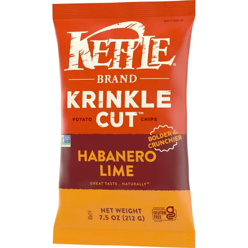 Vista 7 de Kettle Brand Papas Fritas, Corte Krinkle, Papas Fritas Kettle de Habanero Lima, 7.5 Oz