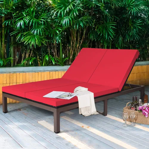 Vista 3 de COSTWAY Cojín ajustable para silla de salón de ratán para 2 personas