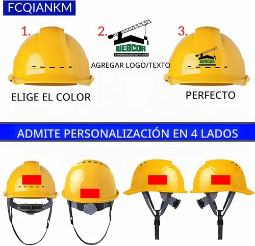 Vista 3 de Custom Hard Hat with Suspension, Construction Adjustable Ratchet Hard Hats,Personalise Hard Hat,Add Your/Logo/Text/Photo