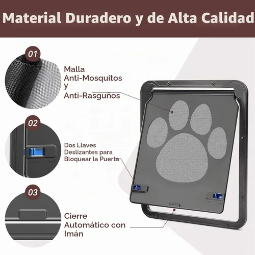 Vista 3 de Puerta mosquitera para puerta mosquitera con cierre automático magnético, pestañas dobles bloqueables, puerta mosquitera para perros, fácil acceso