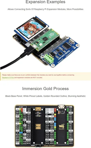 Vista 2 de GPIO Expander para Raspberry Pi Pico Series Board, 1x Pico 2×20PIN Header, 1x Pi Standard 40PIN, Conexión de tipos de módulos de expansión