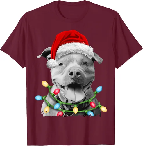 Vista 16 de Pit Bull Santa - Camiseta de perro con luces para árbol de Navidad para niños, Negro, S