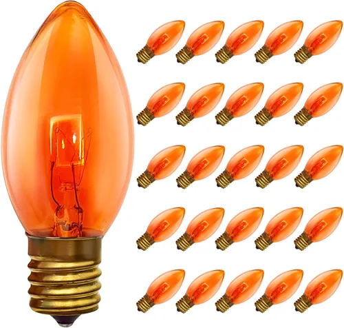 Vista 12 de Paquete de 25 bombillas C9 de cerámica verde de repuesto, bombilla de luz vintage incandescente para guirnalda de San Patricio, bombillas de luz