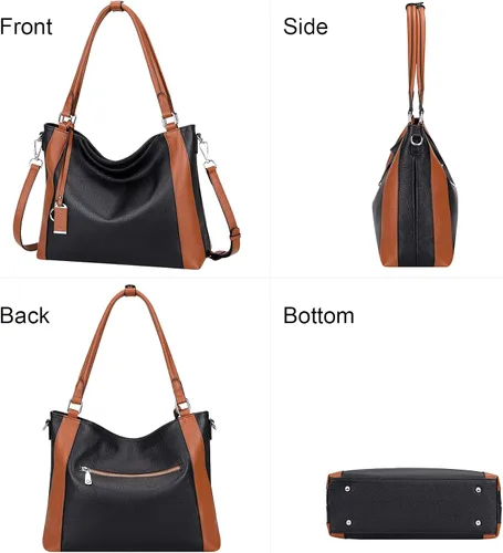 Vista 5 de Over Earth Bolsos de cuero suave para mujer, bolso de hombro tipo hobo grande