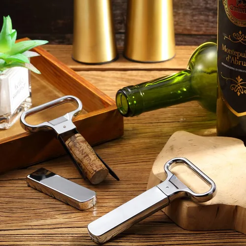 Vista 4 de Boao Extractor de corcho, abridor de botellas de vino y cerveza, extractor de corcho de dos puntas con cubierta para botellas de vino, amantes