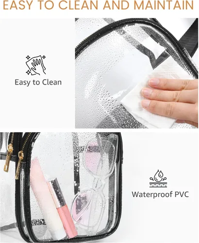 Vista 6 de HULISEN Bolso bandolera transparente para eventos de estadio, bolso transparente para mujeres, bolso cruzado aprobado por estadios para fanáticos