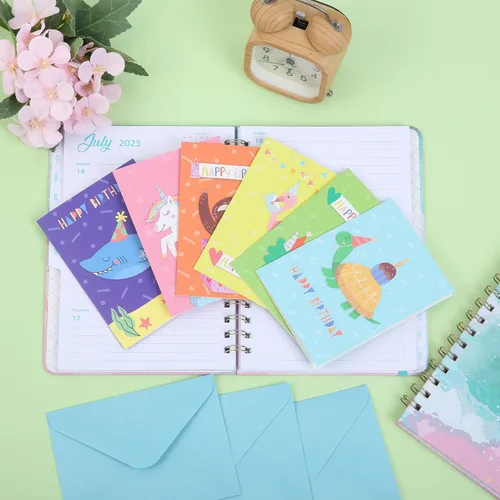 Vista 6 de Mr. Pen - Tarjetas de feliz cumpleaños para niños, 3.75 x 5.2 pulgadas, paquete de 48 con sobres, 6 diseños de animales coloridos, tarjeta