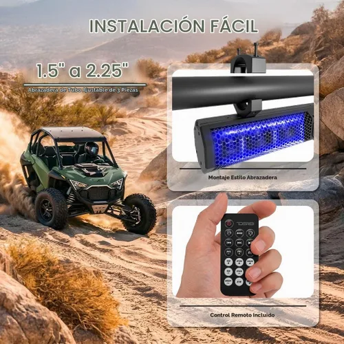 Vista 5 de DS18 SB26BTXRGB Barra de sonido amplificada marina de 26 pulgadas con iluminación Bluetooth USB y RGB, 6 altavoces, 600 W máximo, panel de control
