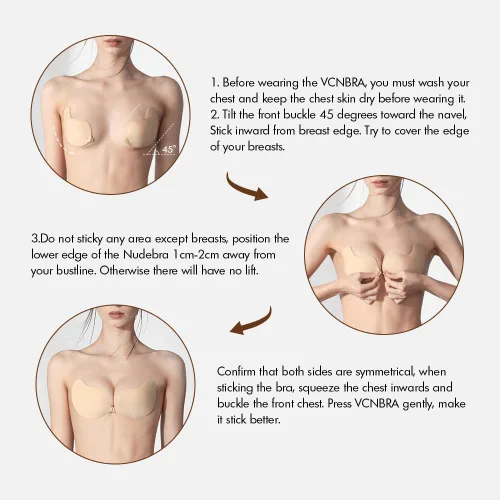 Vista 4 de VCNBRA Adhesive Bra Strapless Sticky Push up Reusable Invisible Bra for Backless Dress