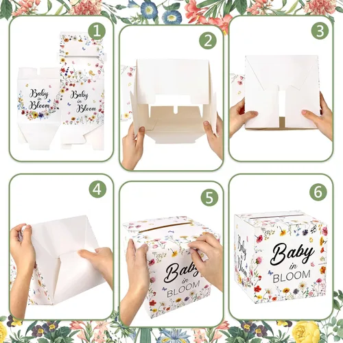 Vista 7 de Fowecelt Baby in Bloom - Caja de tarjetas de fiesta, decoración de baby shower, recuerdos de fiesta, decoraciones de baby shower para niña, caja
