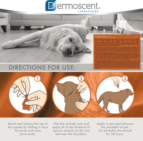 Vista 8 de Dermoscent Essential 6 spot-on - Cuidado de la piel para perros con caspa y alivio de alergias con aceite de vitamina E - Antipicazón para perros
