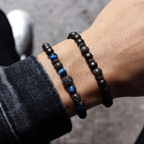 Vista 2 de Hoigblxy Pulsera de cuentas para hombre, para hijo, novio, marido, papá, hermano, nieto, aniversario, cumpleaños, Navidad, regalo para él
