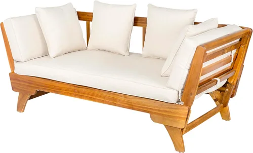 Vista 8 de Christopher Knight Home Gary Sofá Convertible para Patio, Cama de Día de Madera para Exteriores, Sofá de Salón de Muebles de Patio de Madera