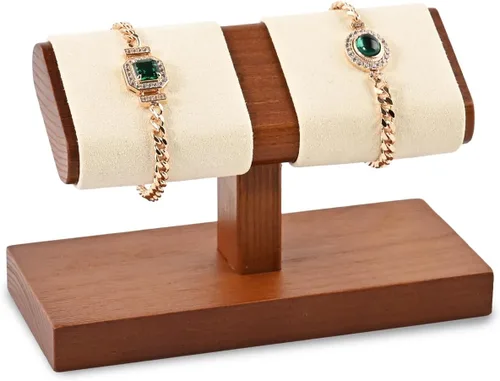 Vista 7 de Oirlv Organizador de pulsera con soporte de exhibición de reloj doble de Doble blanco cremoso