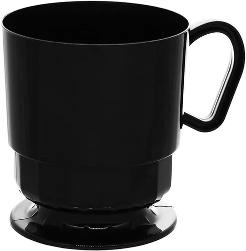 Vista 10 de Party Essentials Tazas de té de plástico duro de 8 onzas con asas, 40 unidades, color negro de lujo