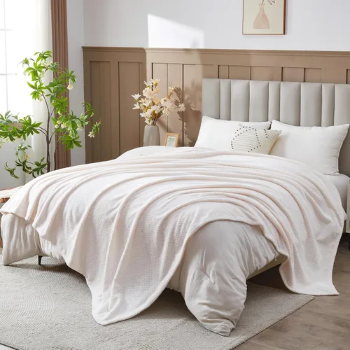 Vista 57 de NEWCOSPLAY Manta de Tiro Súper Suave Aqua Franela Sedosa Premium Fleece con Patrón de Hojas Ligera Manta de Cama para Uso en Todas las Estaciones