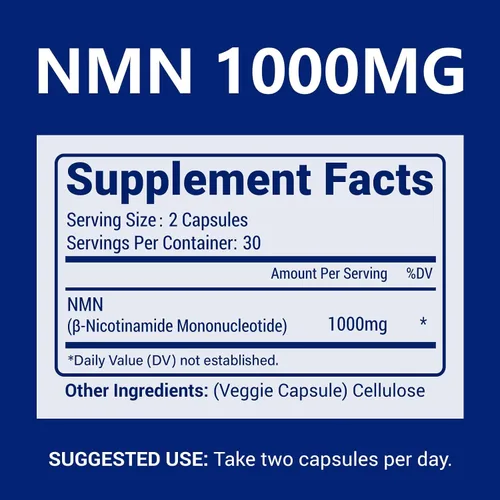 Vista 2 de NMN 1000 mg por porción de máxima fuerza, 99% NMN puro (mononucleótido de nicotinamida) para NAD, células, inmune, energía, antienvejecimiento