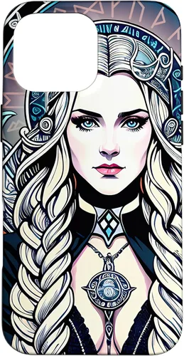 Vista 19 de iPhone 16 Skadi Diosa nórdica, mito vikingo nórdico, runas, estuche de arte nórdico