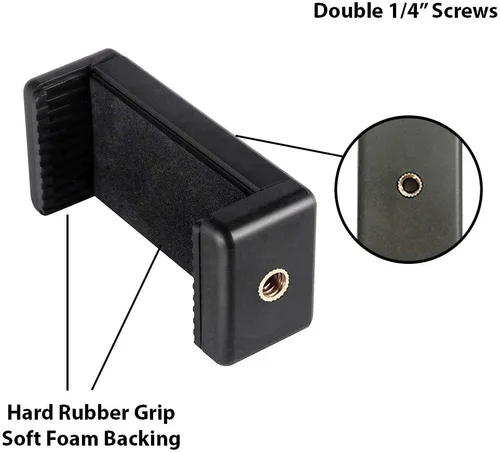 Vista 5 de Acuvar Adaptador universal de montaje en trípode para teléfono celular, cabezal de conector de clip para teléfono utilizado para monopod selfie