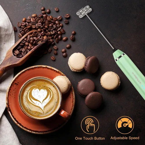 Vista 7 de Philorn - Varilla espumadora de leche recargable eléctrica de mano, batidor mini para café con leche, capuchino, frappé, matcha, chocolate caliente