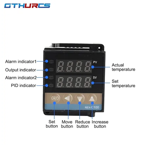 Vista 4 de REX-C100 110V a 240V 0 a 1300 grados Digital PID Controlador de temperatura Kits con sensor de sonda tipo K (salida de relé)