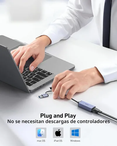 Vista 5 de BENFEI Adaptador USB 3.0 a Ethernet, Adaptador USB C a RJ45 de LAN Gigabit (1000Mbps), Compatible con MacBook/Pro/Air, Surface Pro, Windows