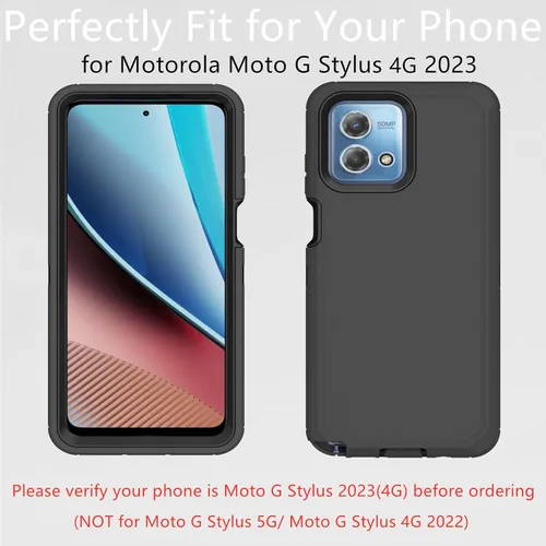 Vista 5 de Funda protectora resistente para Motorola Moto G Stylus 4G 2023, resistente a prueba de polvo, a prueba de golpes, protección contra caídas, 3 en 1