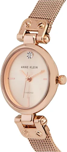 Vista 4 de Anne Klein Reloj de pulsera de malla con detalles de diamantes para mujer