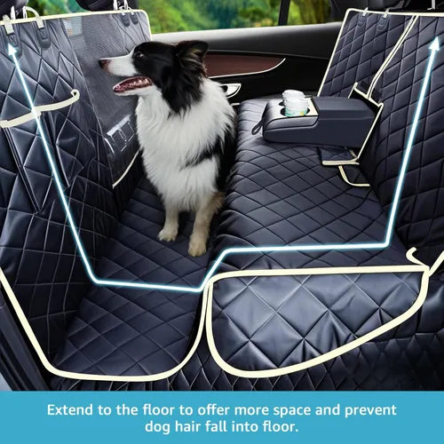 Vista 5 de Lassie Hamaca 4 en 1 de cobertura completa para automóvil, 100% impermeable, fundas de asiento de coche para asiento trasero con ventana de malla