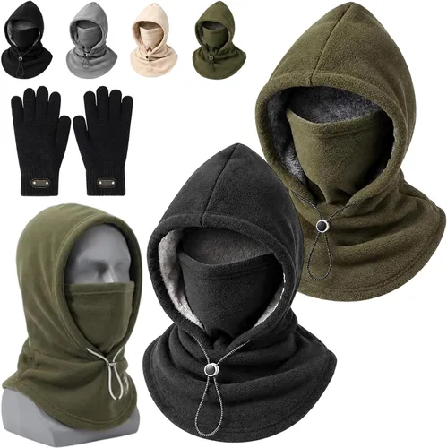 Vista 13 de Gorro de franela de una pieza con cordón Gris negro