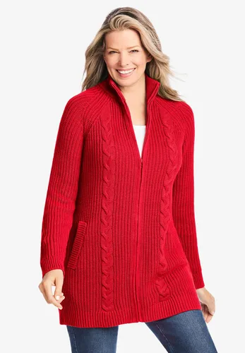 Vista 4 de Woman Within Cárdigan con cremallera frontal para mujer, talla grande