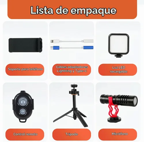 Vista 6 de Kit de vlogging para iPhone, Android, kit de inicio compatible