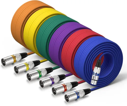 Vista 12 de EBXYA Cable XLR de 2 pies, paquete de 10 unidades, 3 pines, cable de micrófono XLR equilibrado macho a hembra, adecuado para mezclador de audio 10