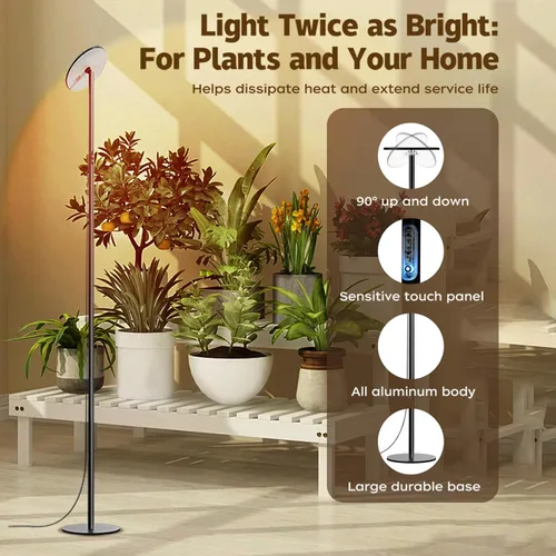 Vista 3 de Luz de crecimiento alto de espectro completo de 40 W, luz de planta de pie ajustable de 85 pulgadas para plantas de interior, regulable de 10
