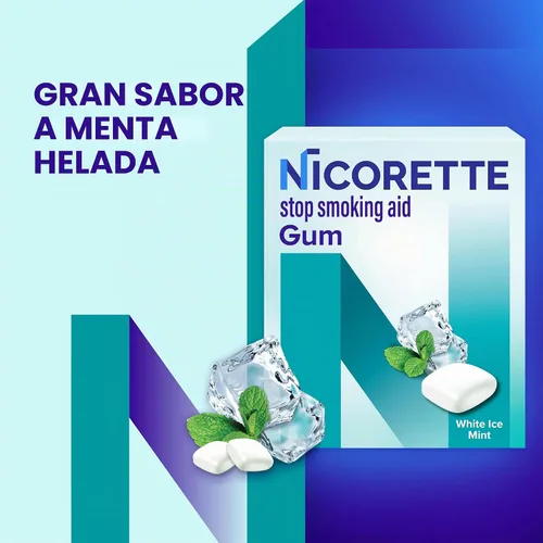 Vista 4 de Nicorette 4 mg de goma de mascar de nicotina para ayudar a dejar de fumar con el programa de apoyo conductual - Ayuda para dejar de fumar con sabor